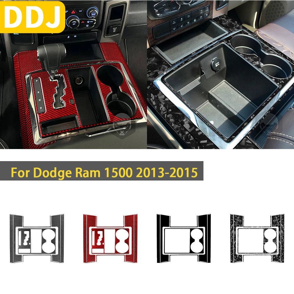 

For Dodge Ram 1500 2013 2014 2015 Accessories Real Carbon Fiber Car Interior Shifter Panel Set Trim Sticker Decoration LHD