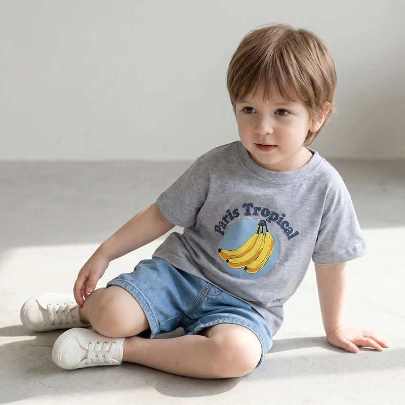 MILANCEL New Summer Kids T-shirt 2-7Y Cute Banana Girls Tee Loose Ventilate Boys Tops Versatile Children Leisure Clothes