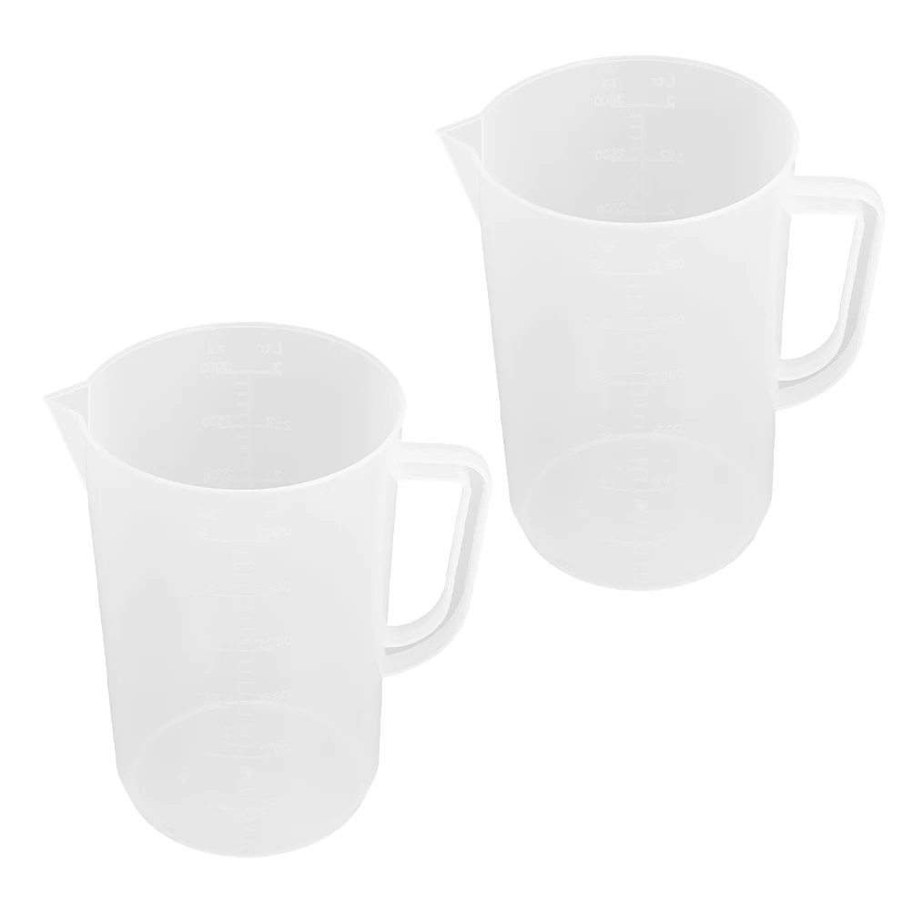 

2pcs 3000ml Auto Measuring Cup Durable Plastic Beaker Liquid Dispenser Sample Cups Measuring Cylinder