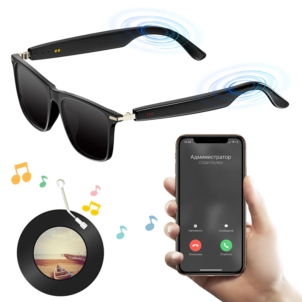 Óculos inteligentes com tradutor AI Óculos BT Música e chamadas mãos-livres Fones de ouvido para esportes ao ar livre para homens e mulheres