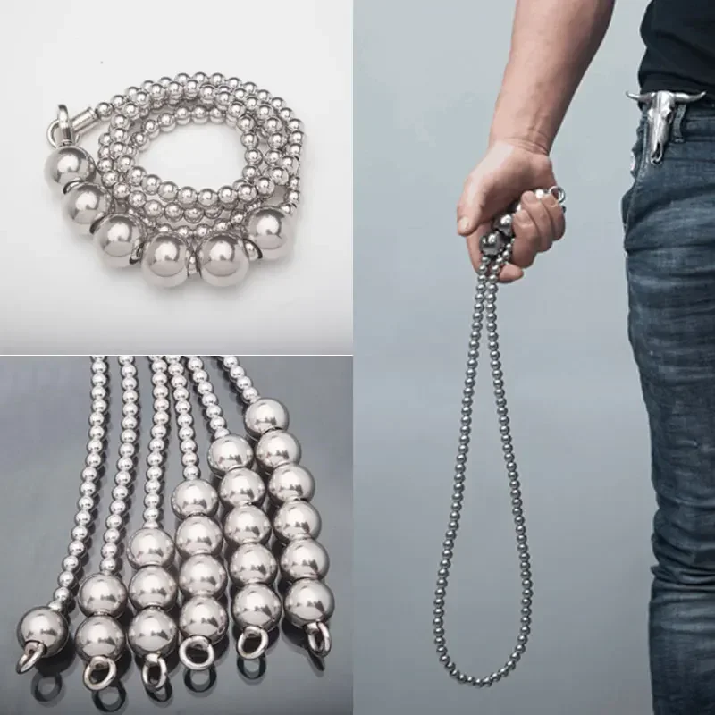 EDC Big Steel Ball Bracelet Outdoor Self defense Necklace Stainless Steel Whip Stainless Steel Personal Safety Whip Car Weapon