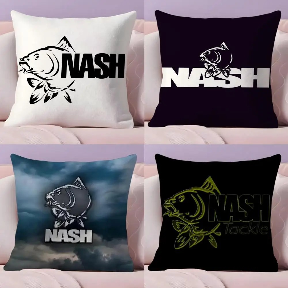 Nash Fishing logo Pillow Case Silky elegant Comfort Sofa Bed Invisible zipper