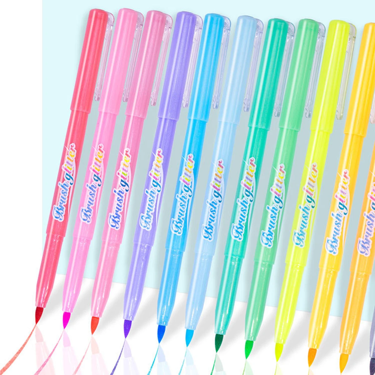 

12 Colors/set Kawaii Glitter Highlighter Pen Pastel Fine Pastel Highlighter Marker Scrapbook Painted Stationery School Supplies