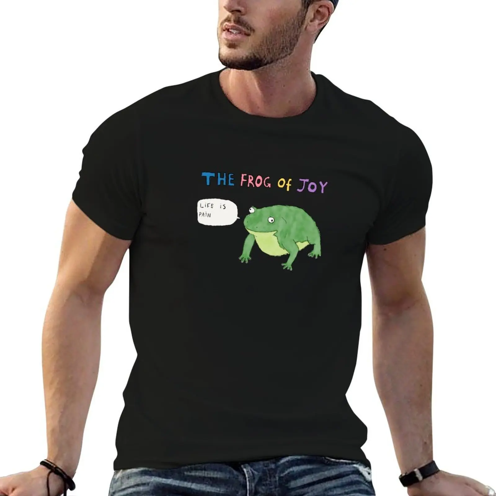 The frog of joy, life is pain T-Shirt anime custom t-shirts mens shirts graphic tee