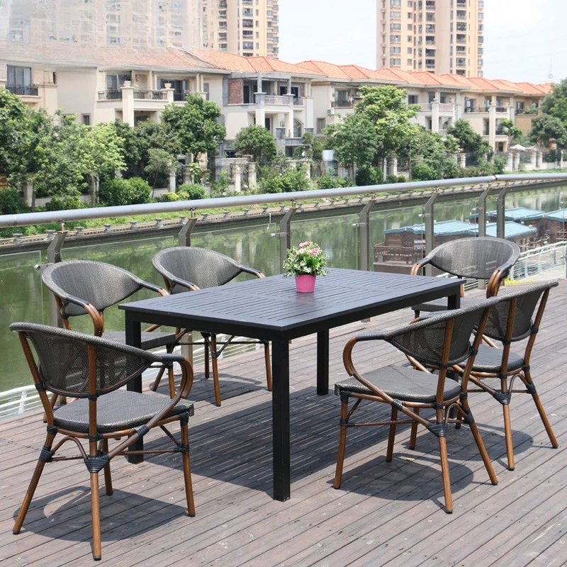 

Rattan chair three-piece combination casual tea table courtyard chair outdoor balcony small coffee table bar coffee rattan