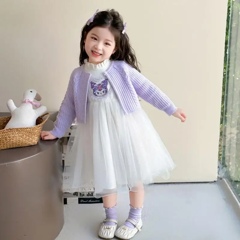 2 قطعة فستان الفتيات الربيع والخريف نمط سانريو 2025 جديد للأطفال المألوف كورومي سترة طفلة الخريف الأميرة تنورة #1