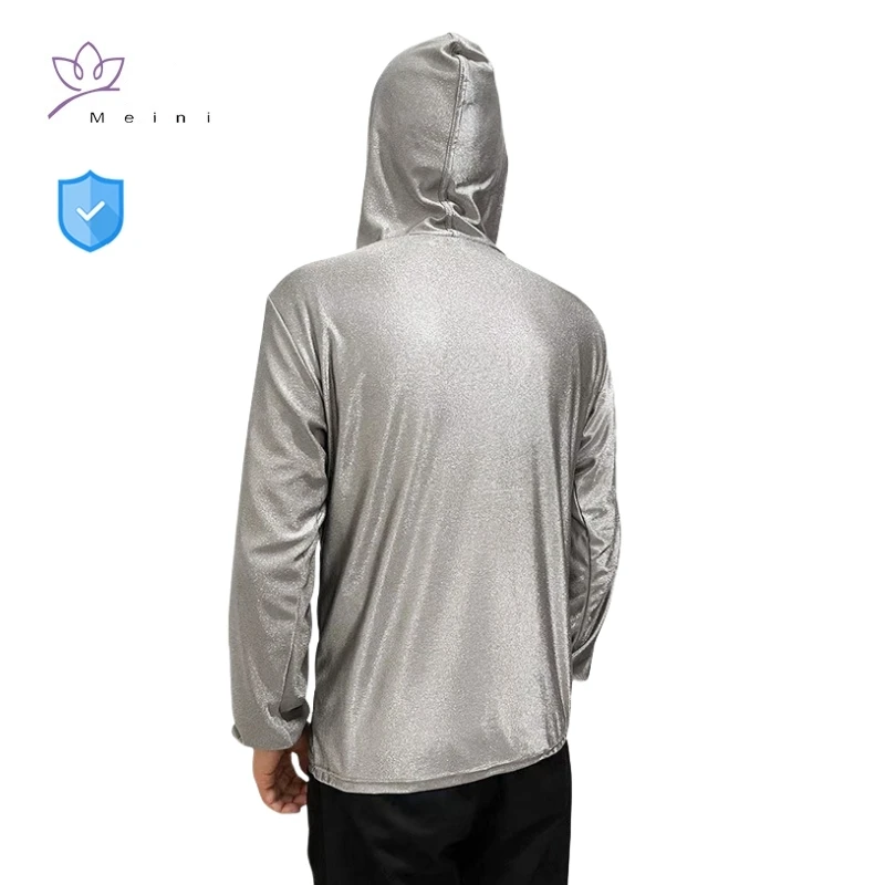 Electromagnetic radiation protective 100% silver fiber unisex sport underwear New energy vehicle EMR shielding hooded sweatshirt