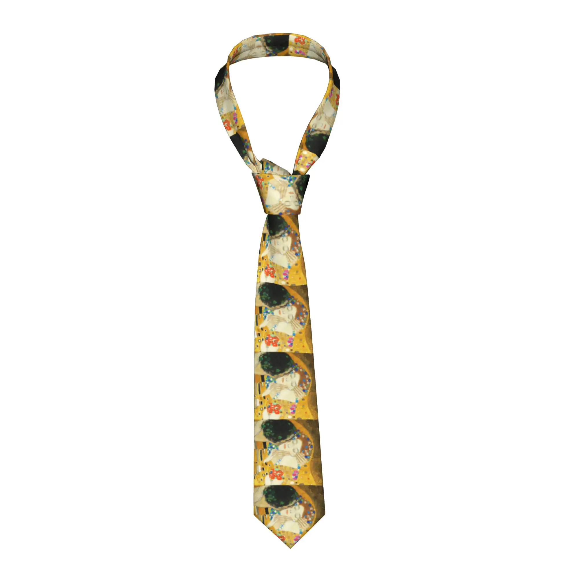 Fashion Klimt Kiss Neck Tie Men's Silk Gustav Klimt Freyas Art Necktie for Wedding Cravat