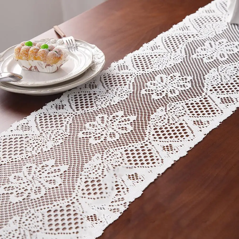 Decorative Table Runner Exquisite Workmanship Hollow Table Runner Soft Touch Fringed Trim Home Accessory for A Stylish