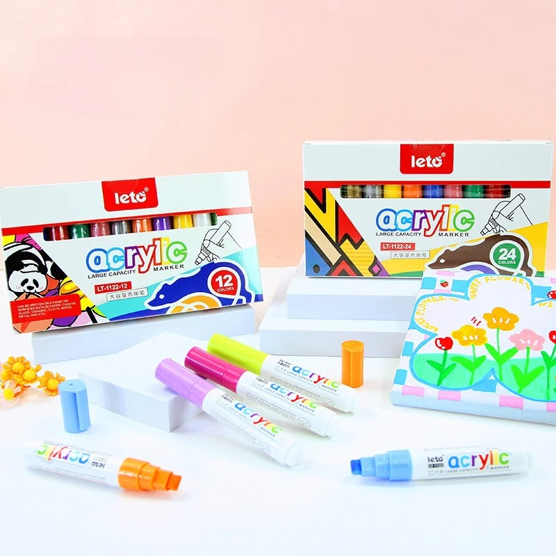8.0MM Large Capacity Acrylic Markers Square Broad Tip Layerable Ink Non‑bleed Paper Art Graffiti Drawing Marking Pens