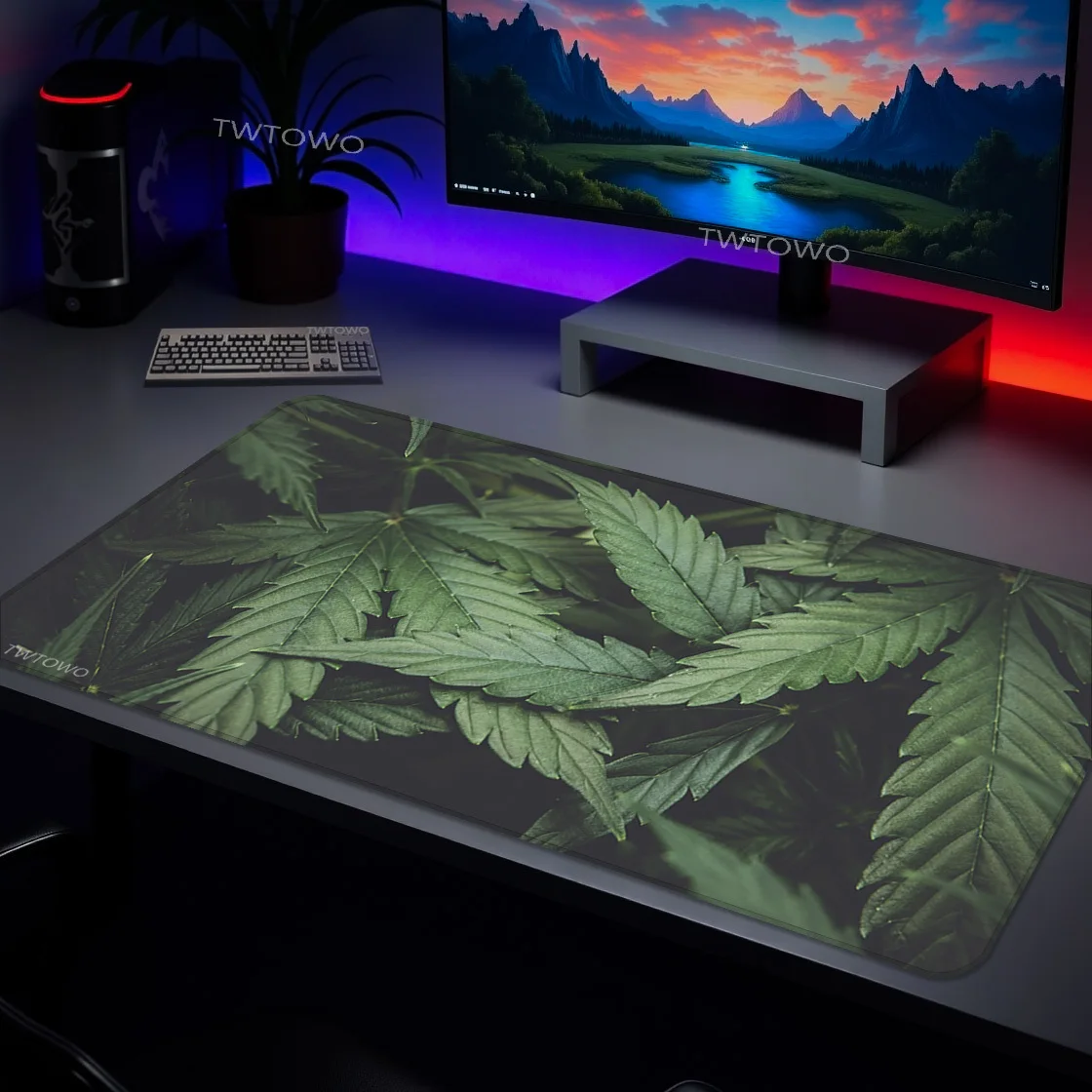 Mauspad Gamer Green Tropical Plant XL Home New HD Mousepad XXL Schreibtischmatten Weicher Teppich Naturkautschuk Rutschfeste PC-Tischmatte