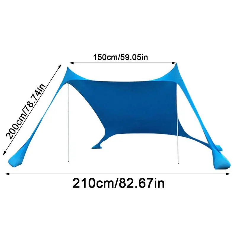 UPF50+ Large Portable Windproof Beach Tent, Pop Up Shade Canopy, Sun Shelter, Family Beach Tent With 2 Support Rod 4 Sandbag