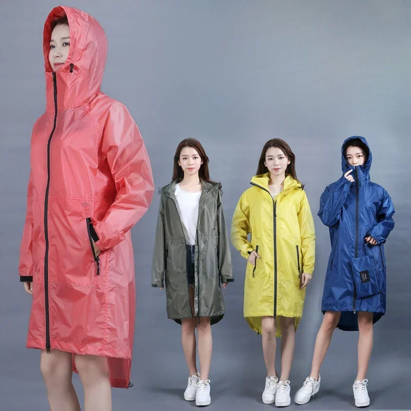 Outdoor Windproof Waterproof Jacket For Women Men Raincoat For Hiking Travel Windbreaker Long Portable Water-Repellent Rainwear