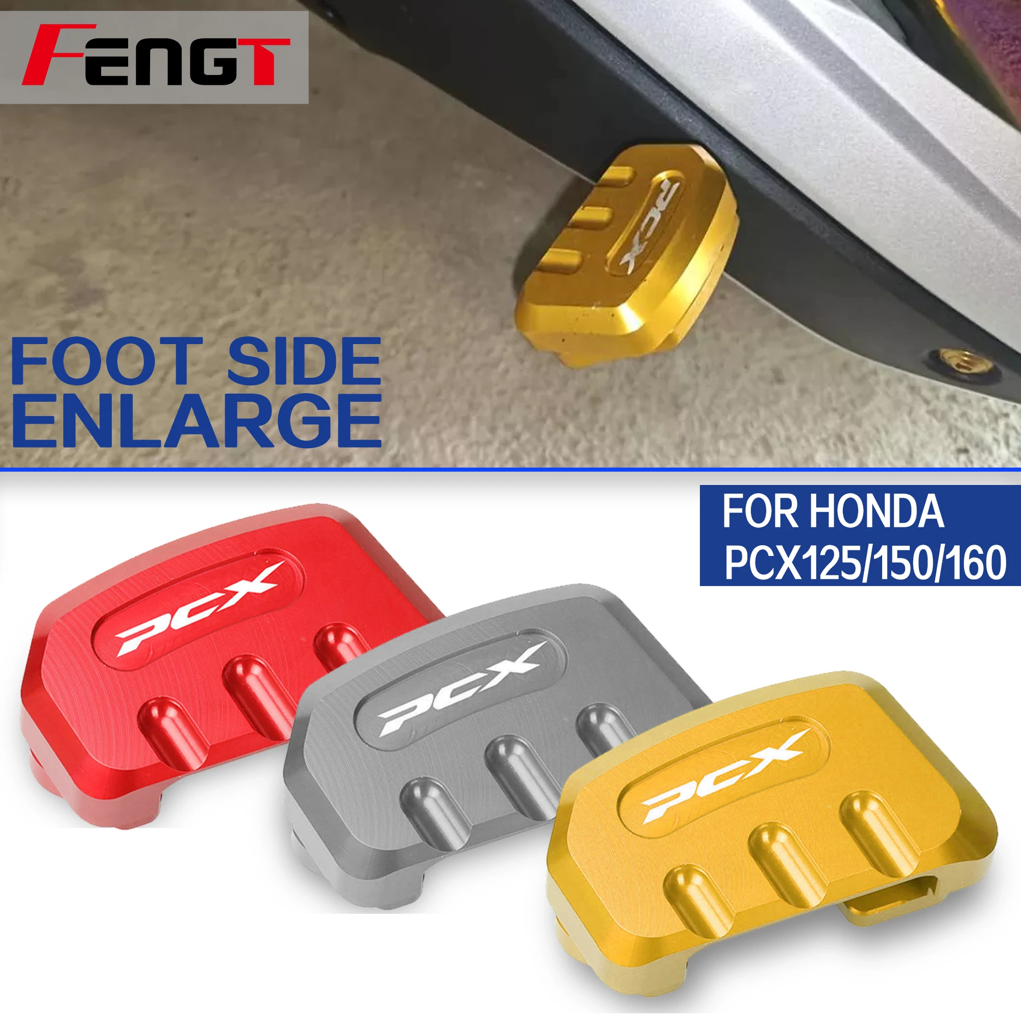 FOR HONDA PCX125 PCX150 PCX160 Motorcycle Foot Side Brace Pad Sidestand Extension Pad Kickstand Plate Enlarger Pad PCX 150 160