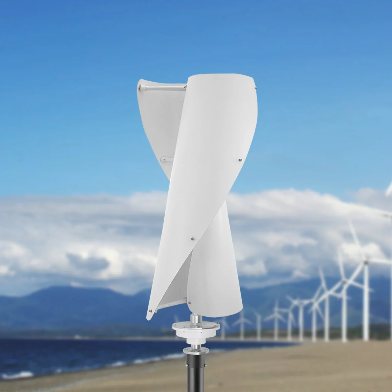 Modern Streamlined Design White 400W Wind Turbine 12V Efficient Power Generation Pure Copper Motor