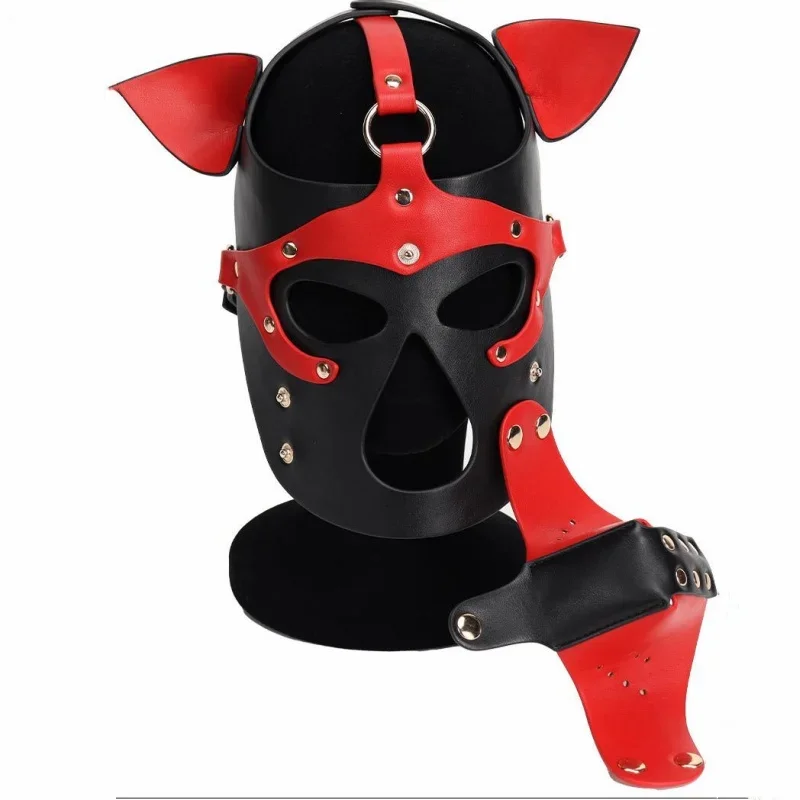 Costumes fétichistes de Cosplay pour chiot, grande taille, avec harnais en cuir, masque à capuche complet avec oreilles pour hommes et femmes, jeu de rôle pour chien, nouvelle collection