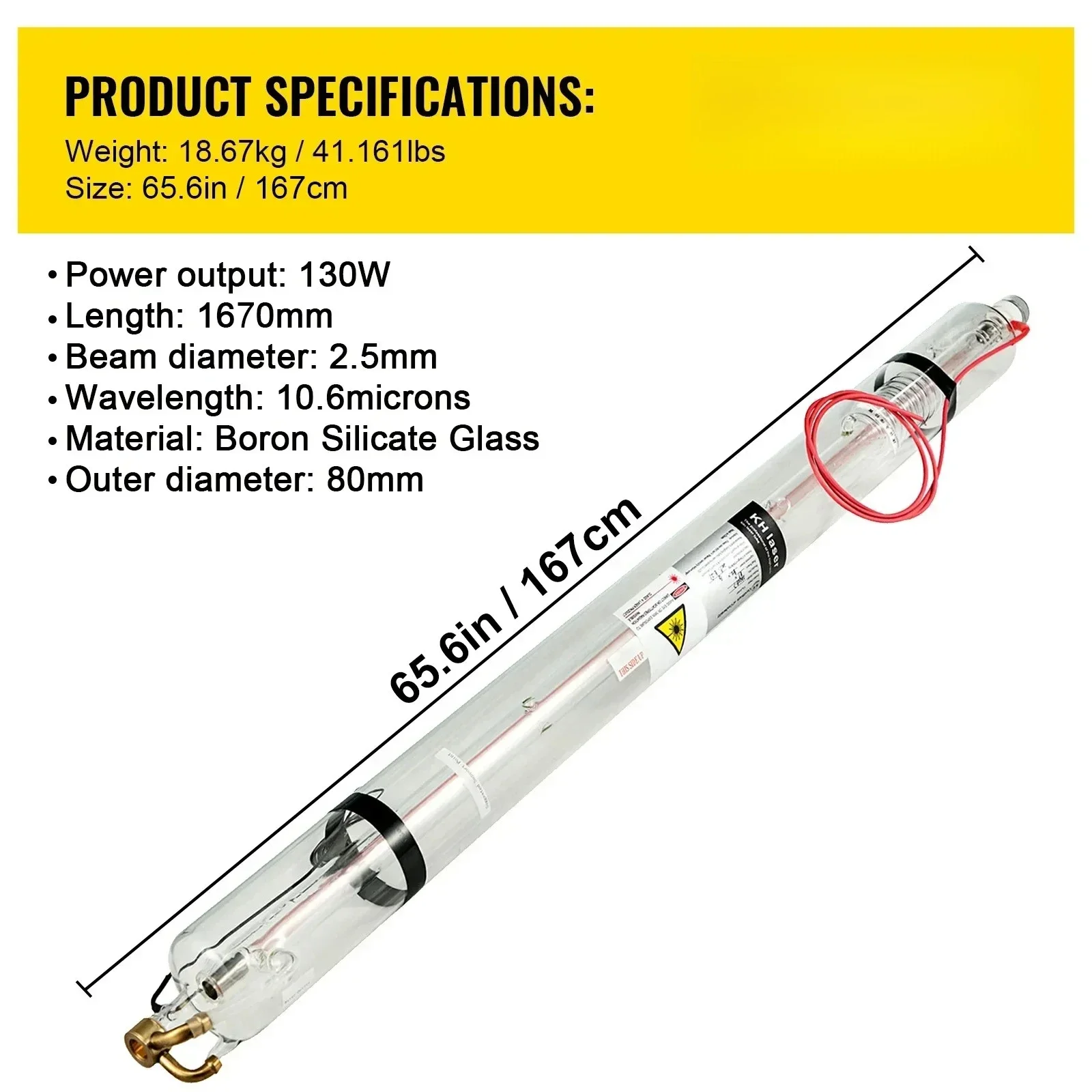 SIHAO CO2 Laserbuis 40W 50W 60W 80W 100W 130W 150W 700mm tot 1830mm Lengte Glas 80mm Dia Lange Levensduur Voor Laser Machine