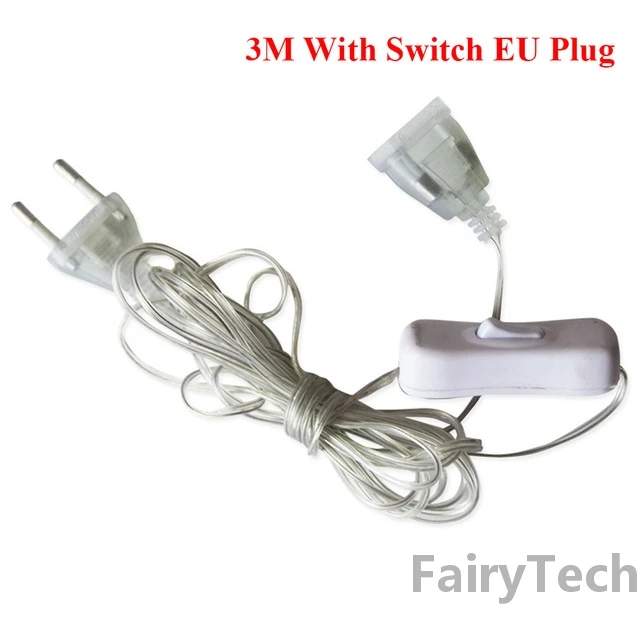 สายต่อขยายยาว5เมตรปลั๊ก EU/US/USB สำหรับหลอดไฟประดับแบบสาย LED ตกแต่งงานแต่งงานพวงมาลัย LED ไฟประดับคริสต์มาส DIY