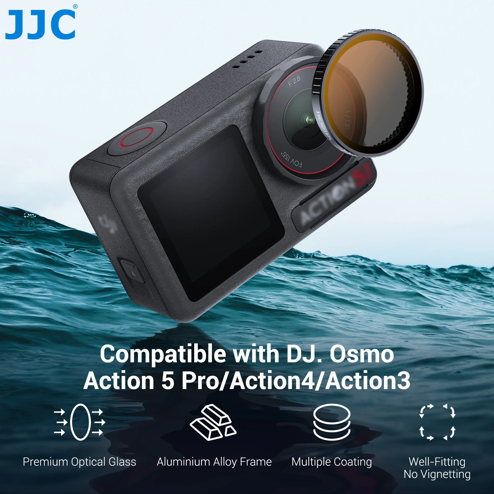 JJC Lens Filter for DJI Action 5 Pro Action 4 Action 3 Camera Accessories CPL ND32 ND16 ND8 Polarizing Neutral Density HD Filter