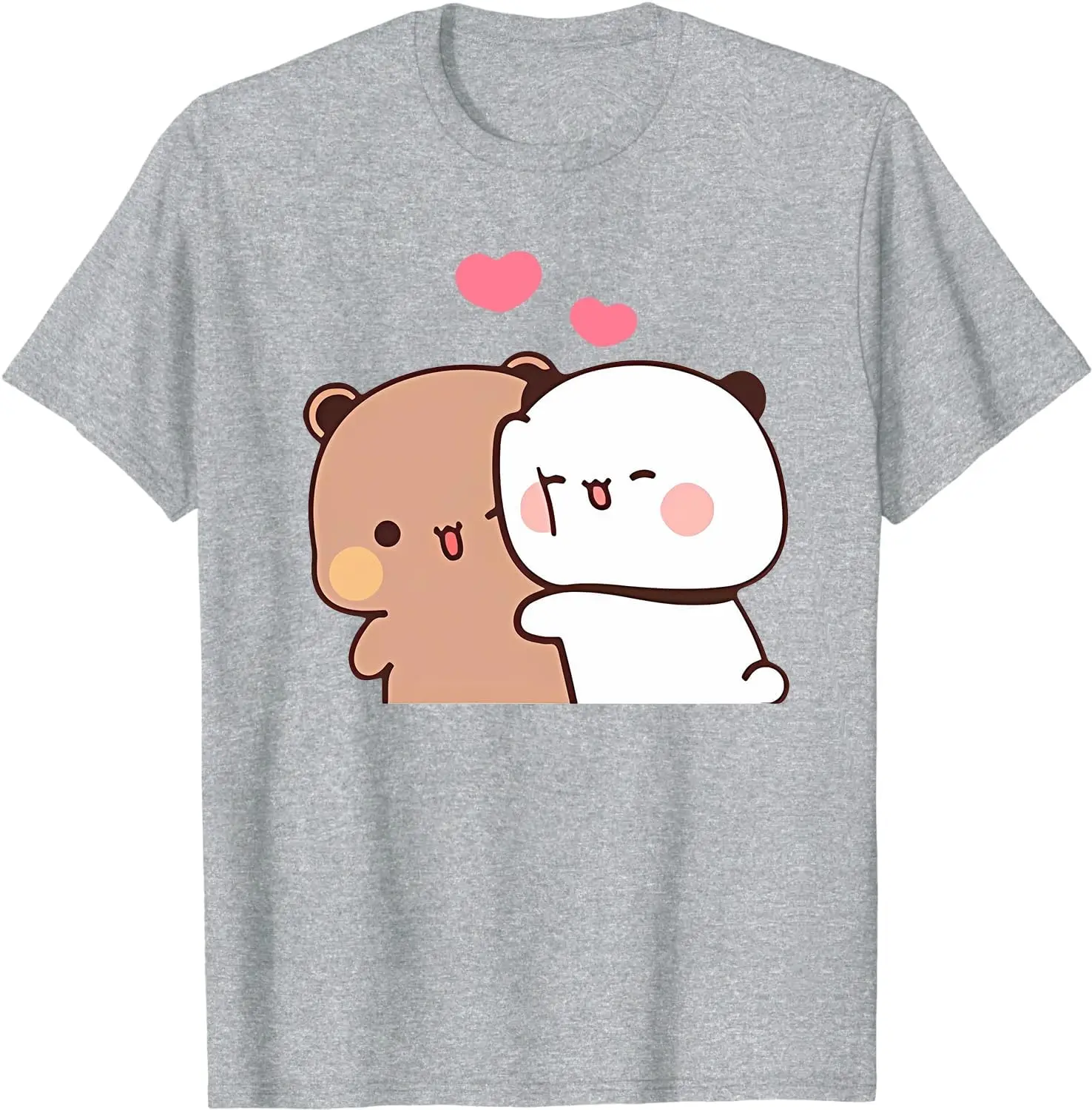 

Kawaii Panda Bear Hug Bubu and Dudu Valentines Days Funny Gift Unisex T-Shirt, X-Small, Black Men's and women's T-shirts