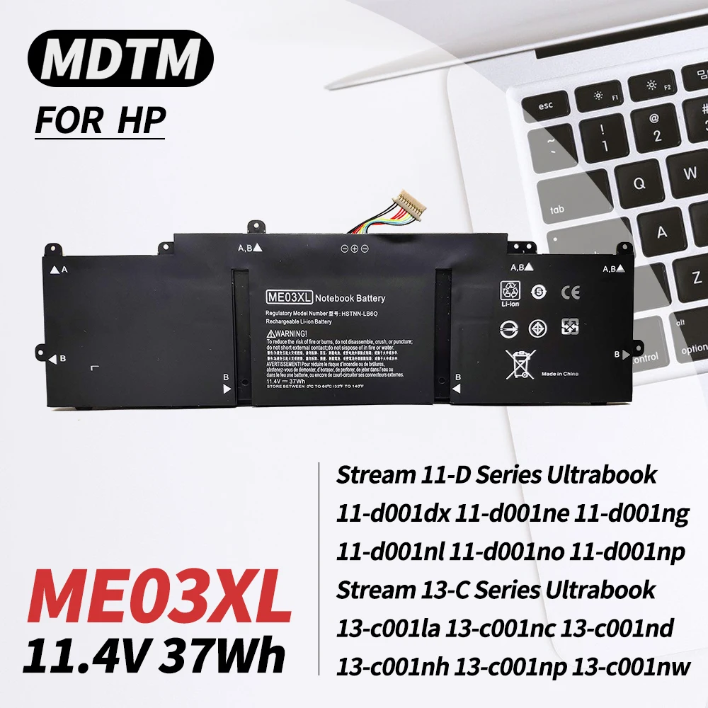 Batería ME03XL para ordenador portátil, accesorio para HP Stream 11-D 13-C Series 13-c110nr 13-c014tu 11-d010nr 11-d020nr 11-d010wm 11-d011wm 787089-541