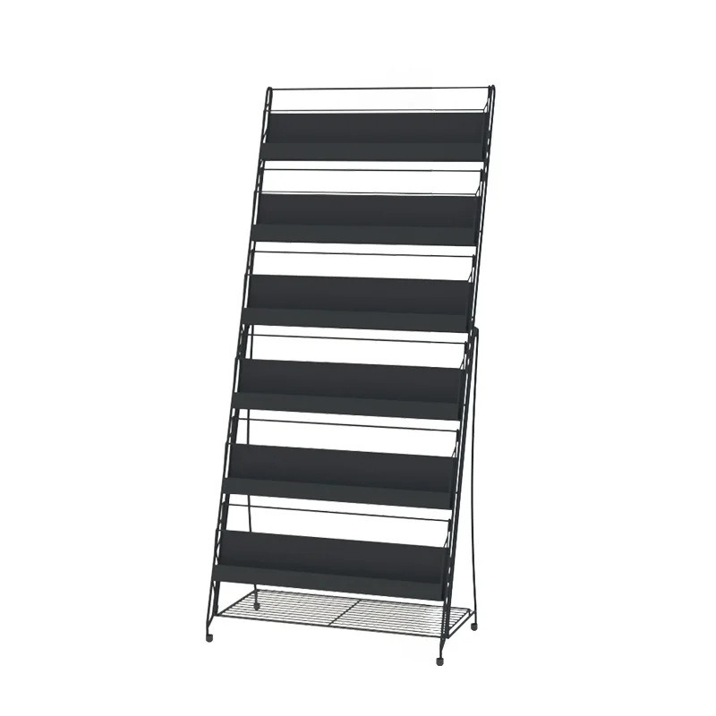 Free installation Floor newspaper rack Floor magazine Newspaper promotional rack Multi-layer magazine data Book