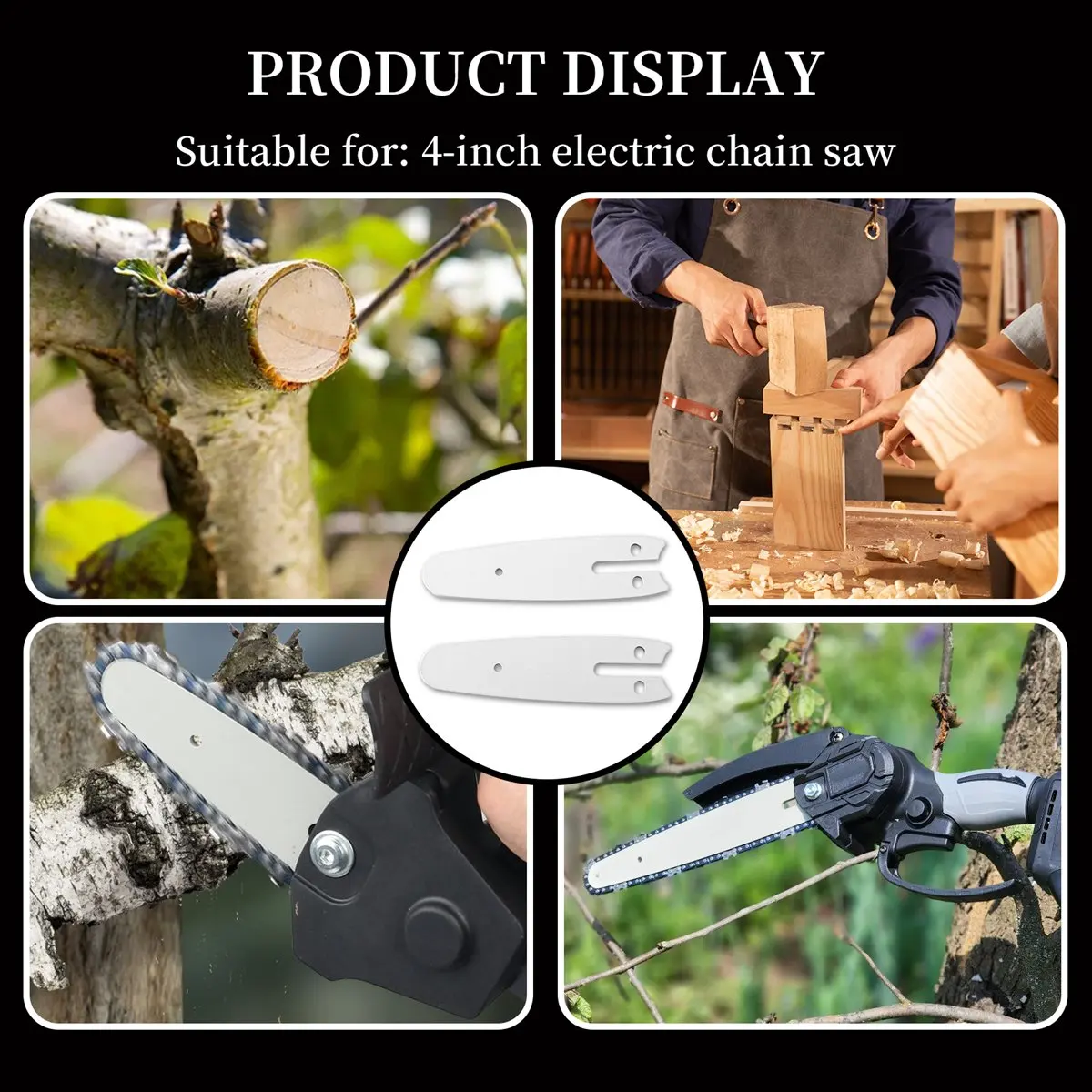 A38M 2 Pieces 4 Inch Mini Chainsaw Guide Plate Replacement Guide Bar for 4 Inch Electric Chainsaw Parts Accessories