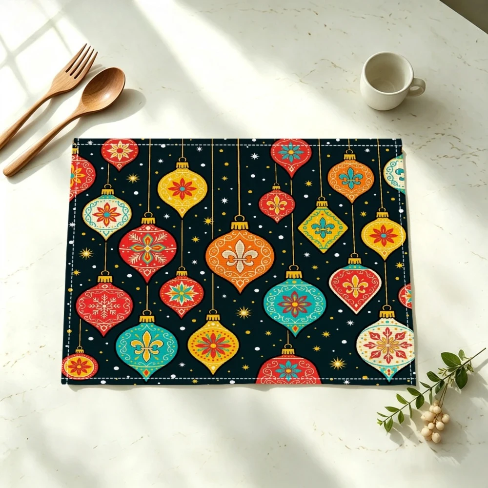 Christmas Print Placemat, Practical & Heat-Insulating, Festive Party Home  Placemat