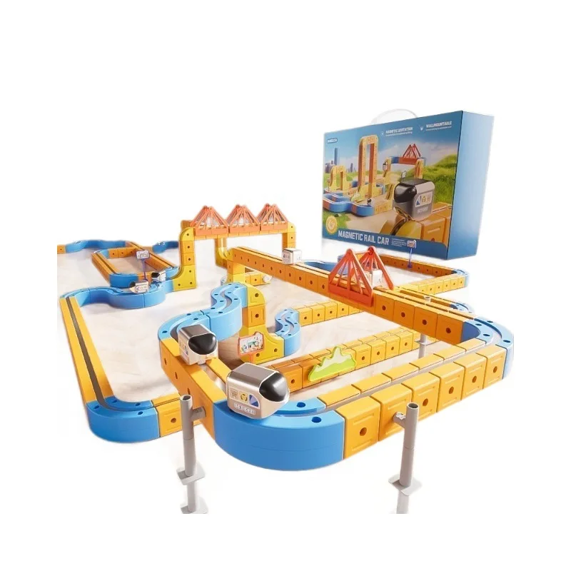 62/128 pçs magnético carro ferroviário bloco de construção conjunto montessori gravidade labirinto pai criança brinquedo interativo crianças presente natal