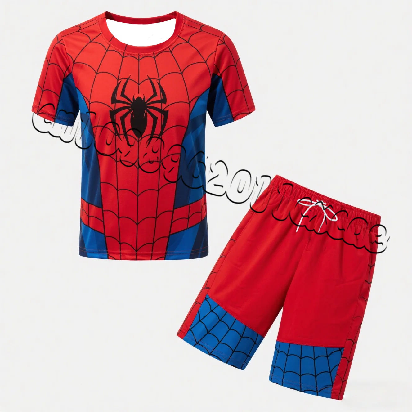 

25/26 Summer Classic Spider Man Set in Red and Blue with Short Sleeves, Adult and Children's Personalized Set