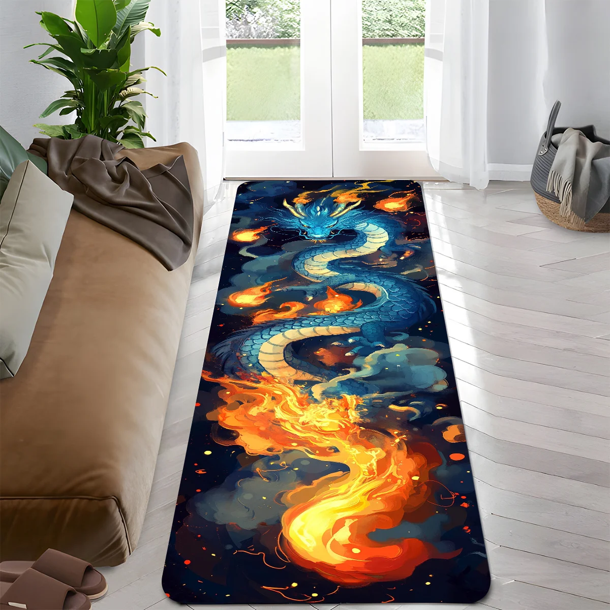 1pc Charizard Printed Pattern Runner Mat, Multi-Color Background Runner Rug, Bathroom Mat, Anti-Slip Running Mat, Bedside And