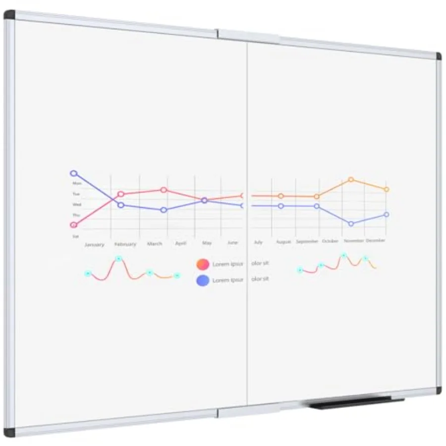 

Magnetic Foldable Whiteboard 48 x 36 Inches Dry Erase Wall Mounted Board for School Office and Home