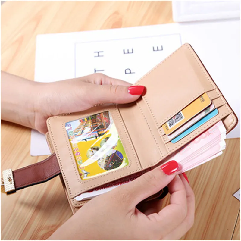 Wallet PU Leather Purse Female Short Wallet Gold Hollow Leaves Pouch Handbag for Women Coin Purse Card Holders Clutch for Women