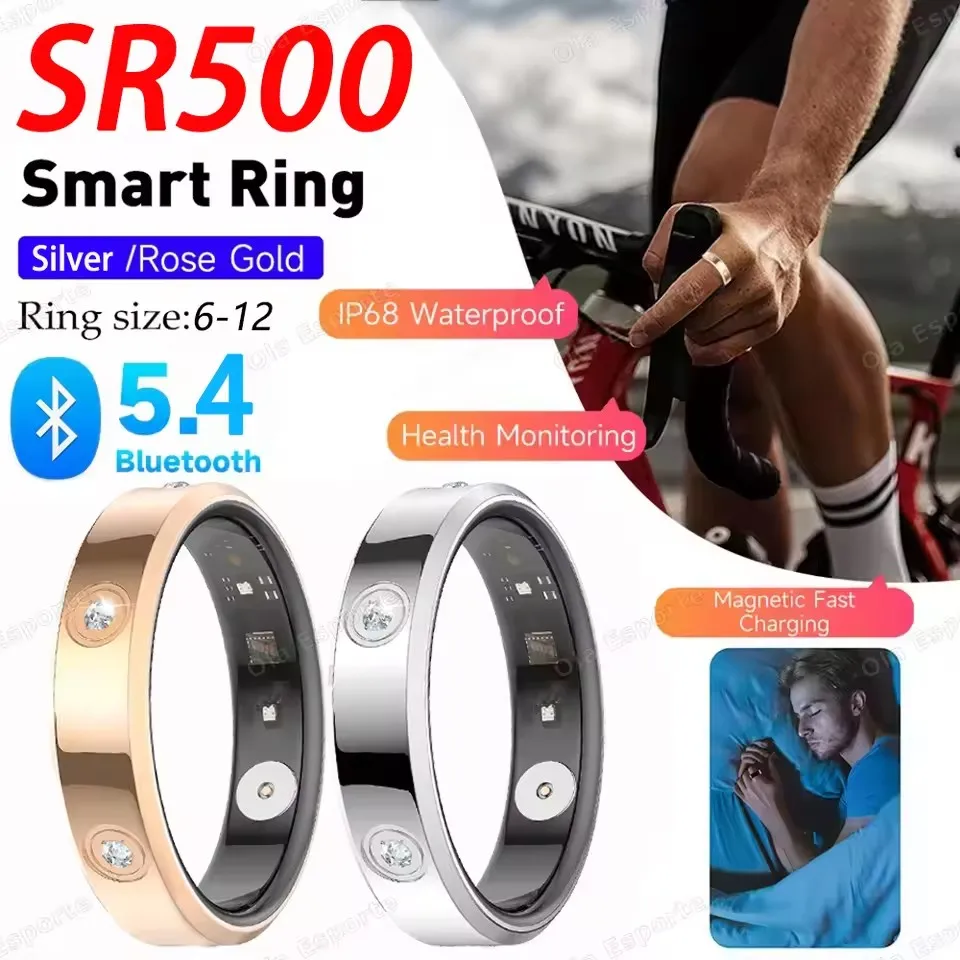 

2025 SR500 Smart Ring Women Heart Rate Blood Oxygen Sleep Monitor IP68 Waterproof Multi-sport Mode Tracker Smartring Men Gifts