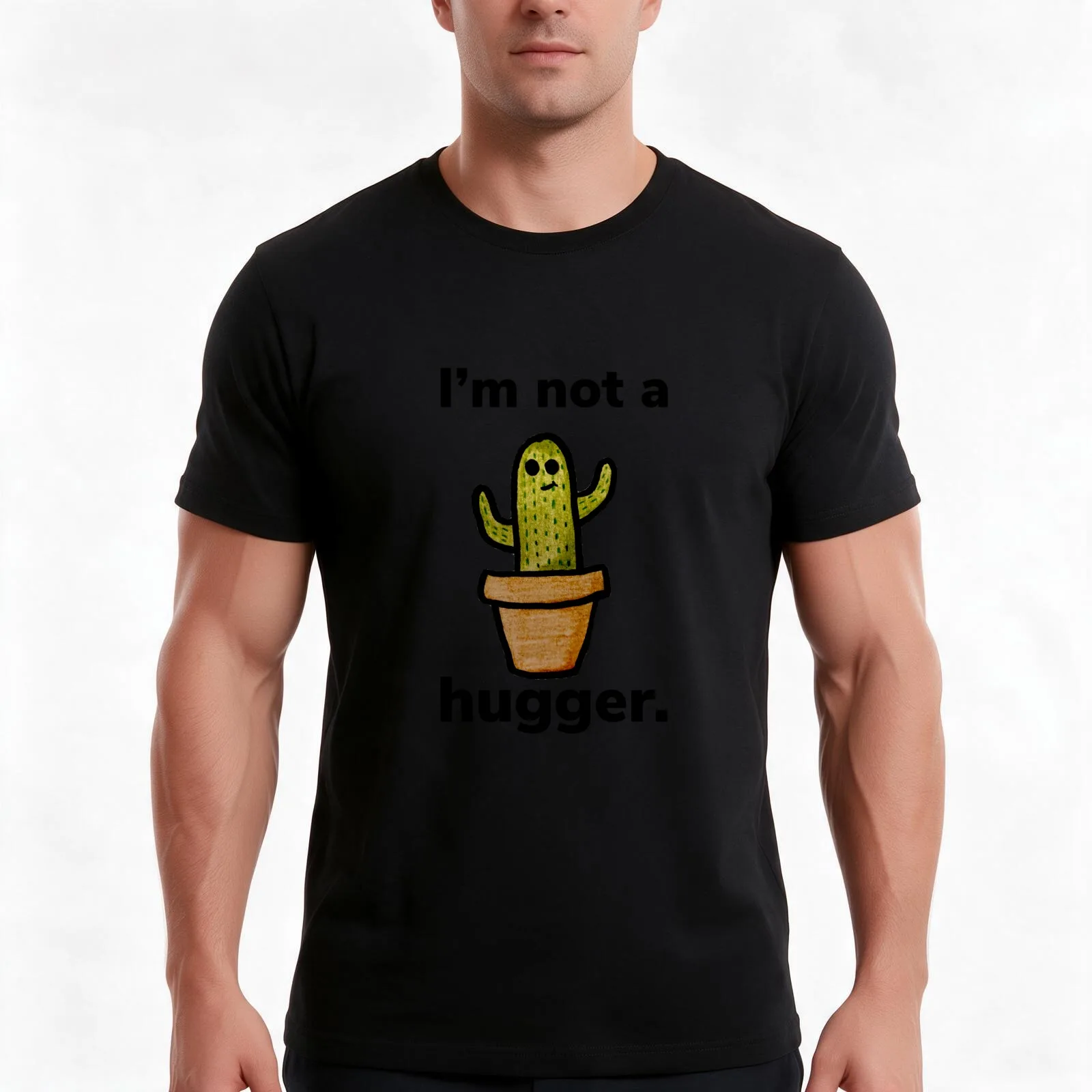 I’m not a hugger cactus T-Shirt, Summer Casual Cotton Tee, Oversized Streetwear Tops, Vintage Graphic Print, Unisex Men Women