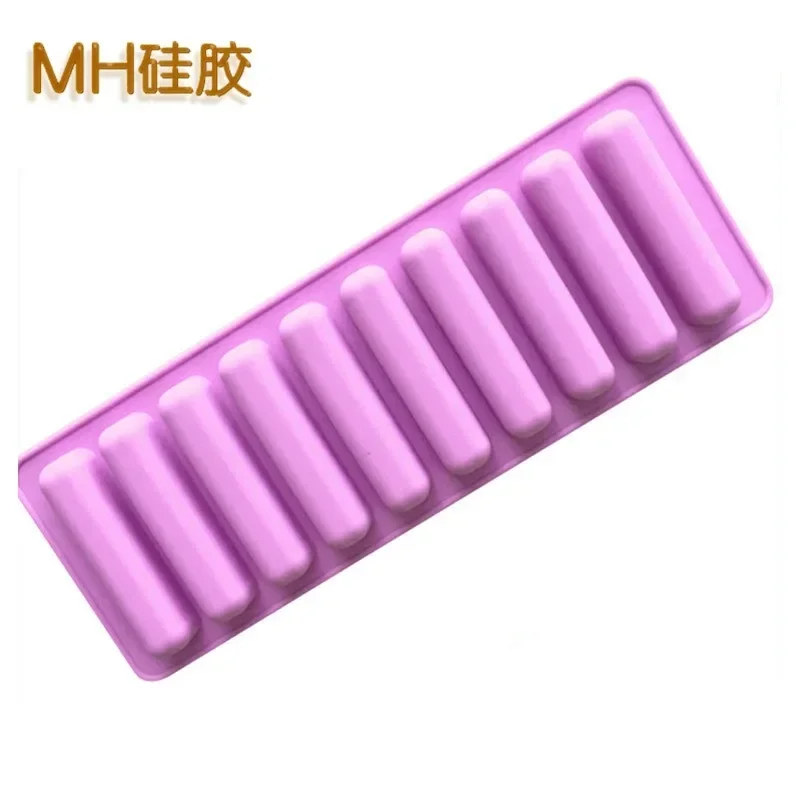 10 Holes Silicone Forms Long Strip Finger Biscuit Mold Oven Cake Puff Ice Cube Mould Tray Bakeware DIY Baking Tools