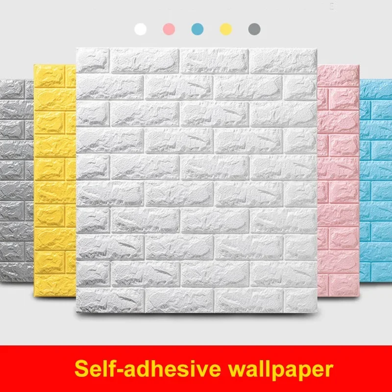 1/5/12pcs Self Adhesive Waterproof TV Background Brick Wallpapers 3D Wall Sticker Living Room Wallpaper Mural Bedroom Decorative