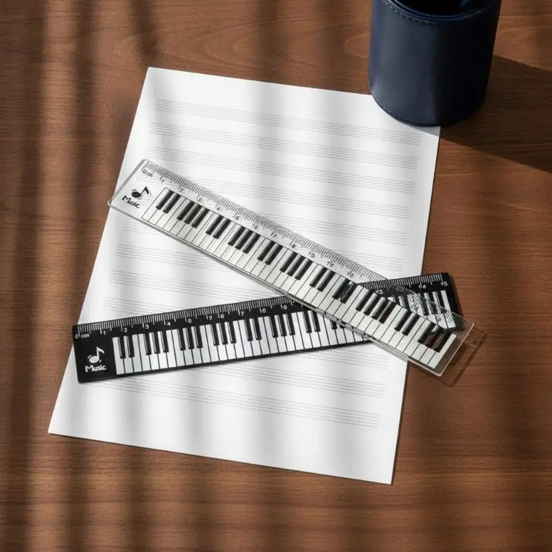 1Pcs 15cm Creative Piano Keyboard Ruler Transparent Centimeter Scale Clear Measuring Ruler for Office Use