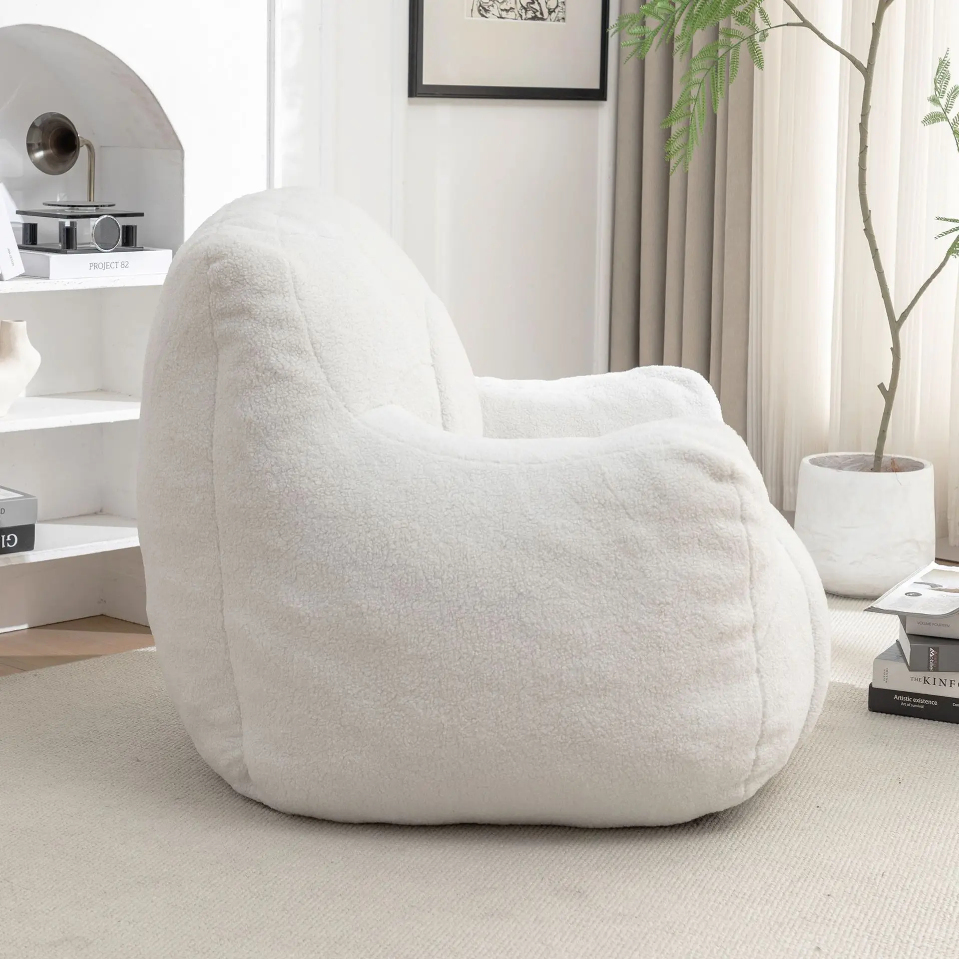 Lamb wool lazy sofa cross-border hot-selling living room study leisure single double plush bean bag recliner