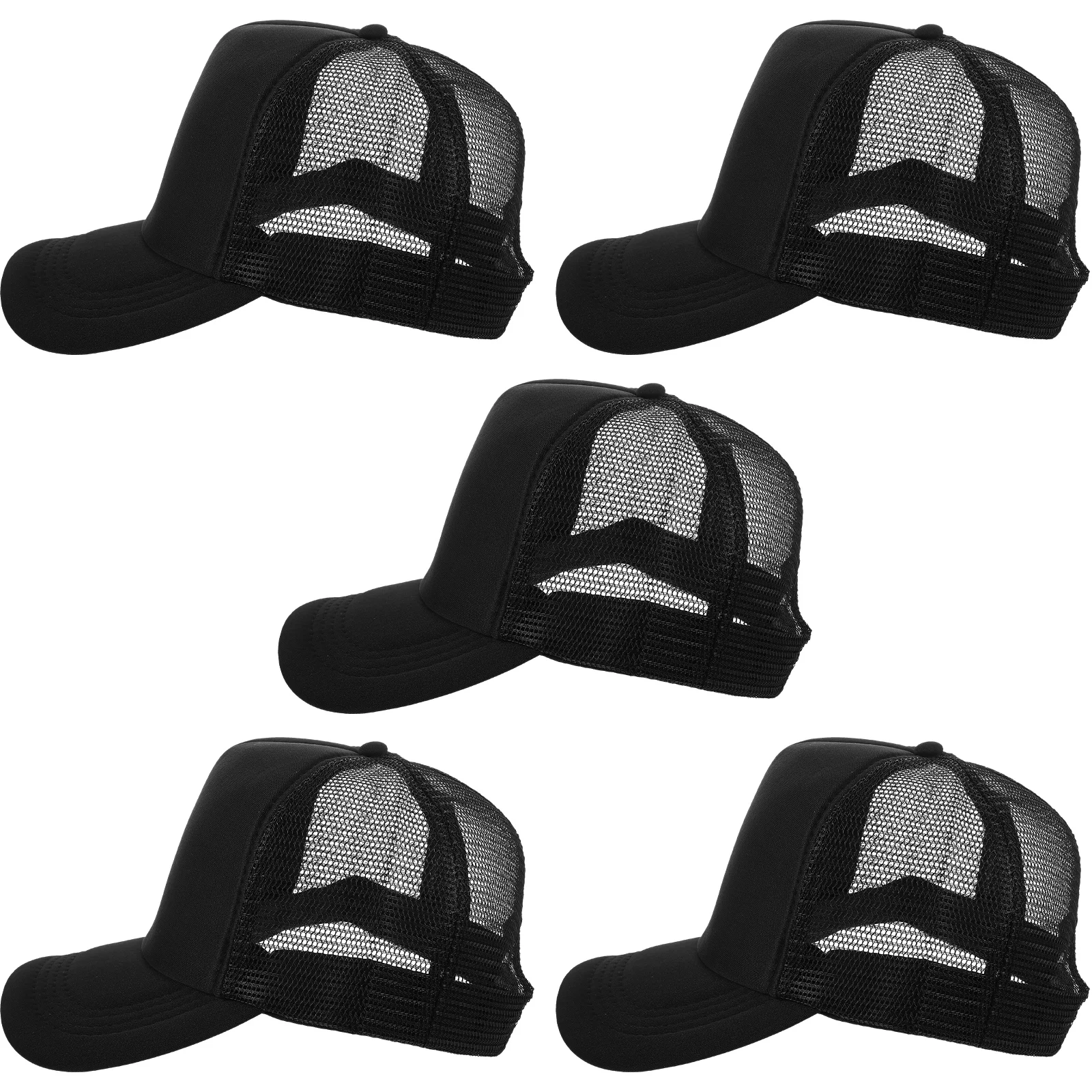 

5pcs Black Mesh Baseball Caps Sublimation Hats DIY Heat Transfer for Diy Mesh Hats Diy Men Lightweight Breathable