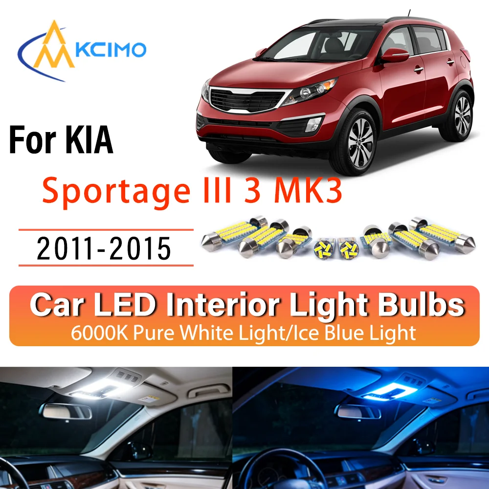 For KIA Sportage III 3 MK3 2011-2015 Steady Illuminating LED Car Interior Bulb Refit Pack Direct Fit Overhead Reading Cargo