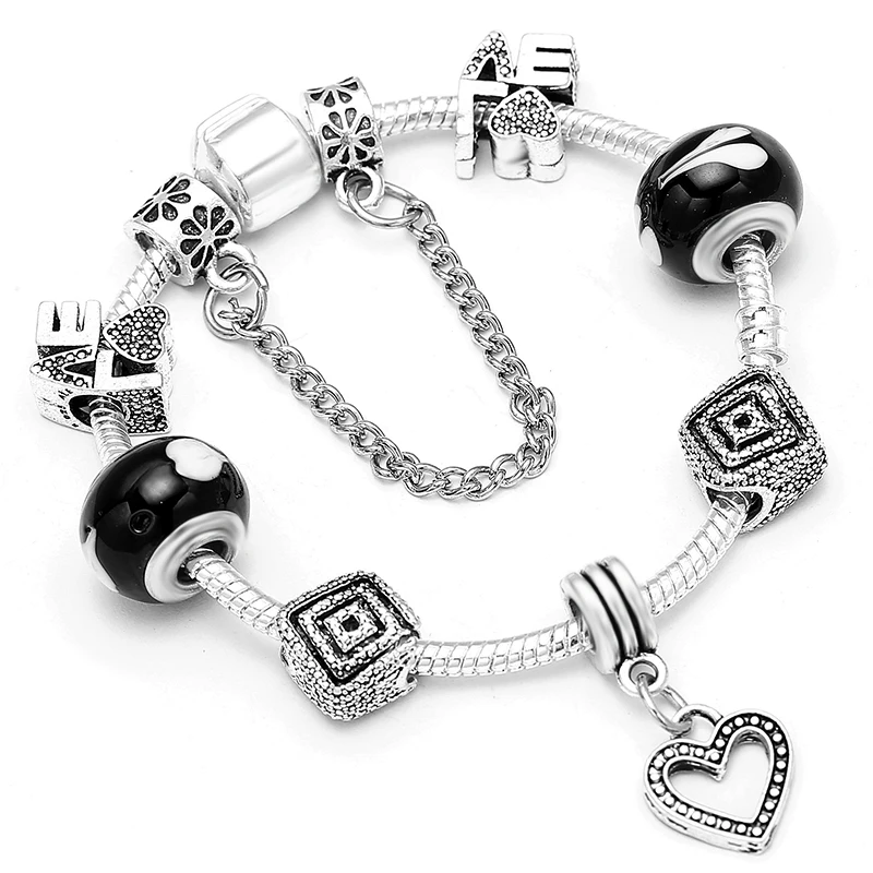 Silver Plated Charm Bracelet with Key Lock Pendant, Wedding Gift