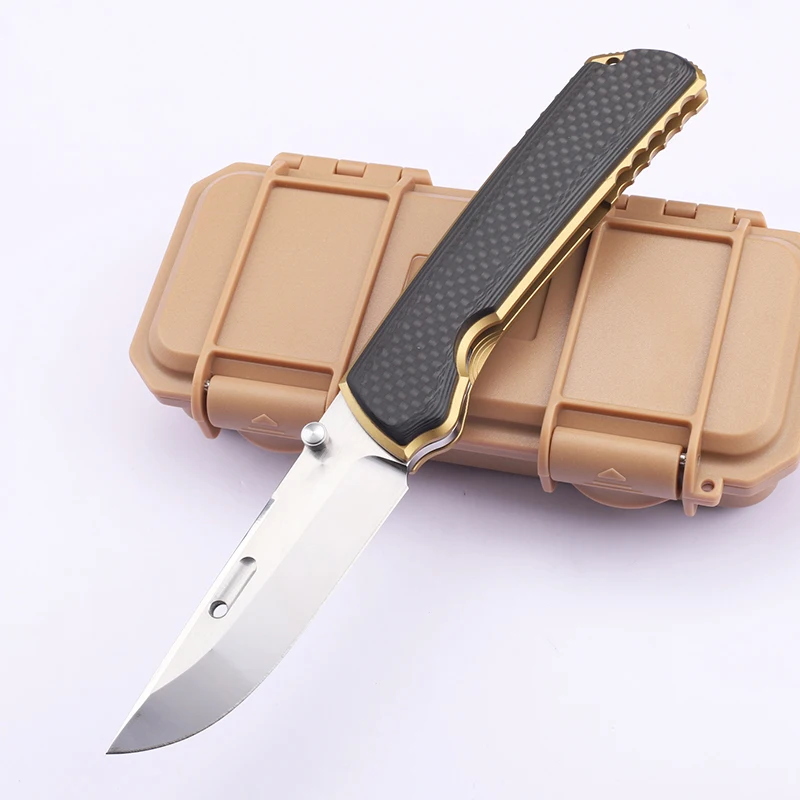 VG10 Steel Titanium Alloy+Carbon Fiber Self Defense Fishing Portable Outdoor Products Men's Gift Collection Fruit Knives