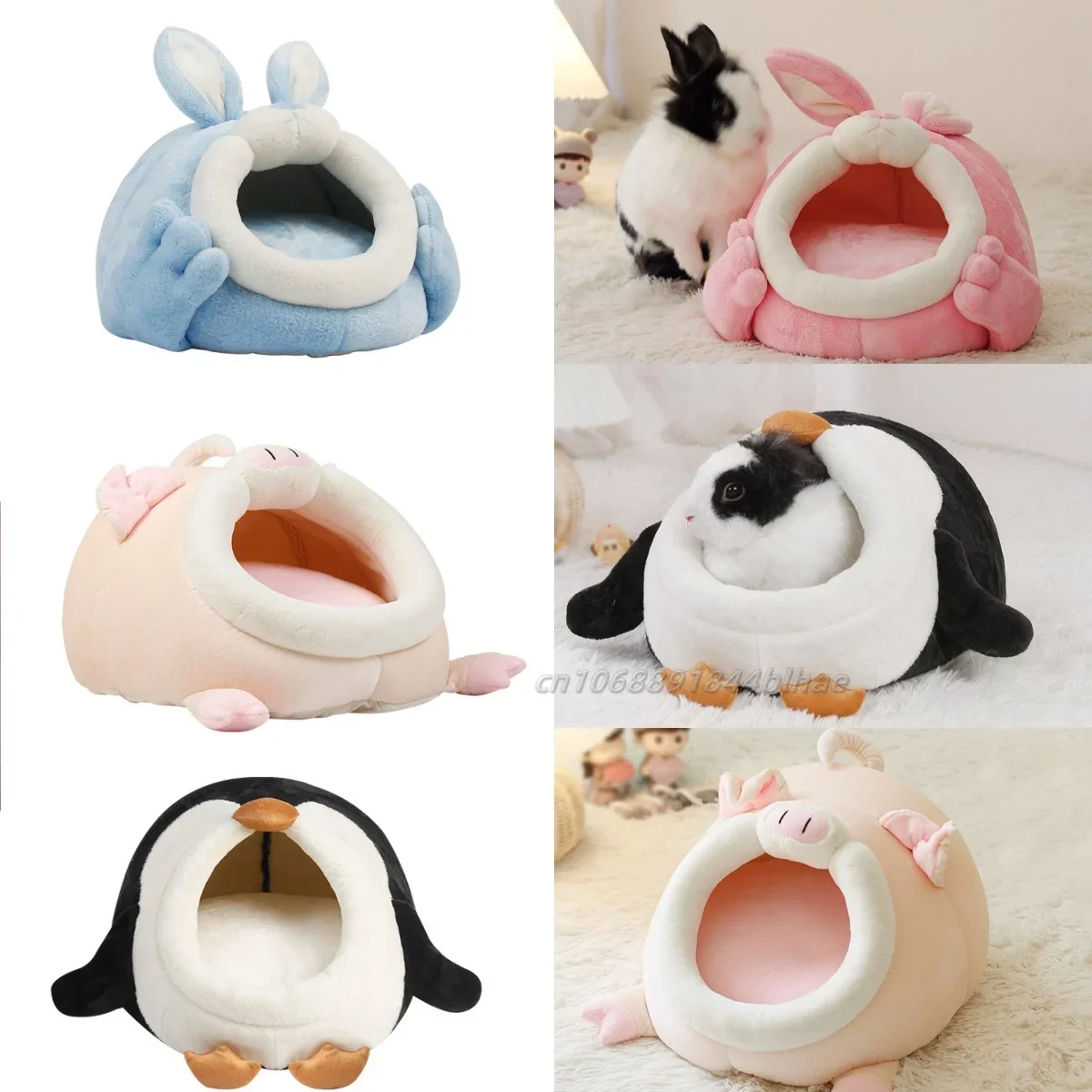 

Cute Penguin Shape RabbitBed | Guinea Pig Hideout | Mini House Cave Bed Cozy Pet Warm Nest Hamster House For Small Pets