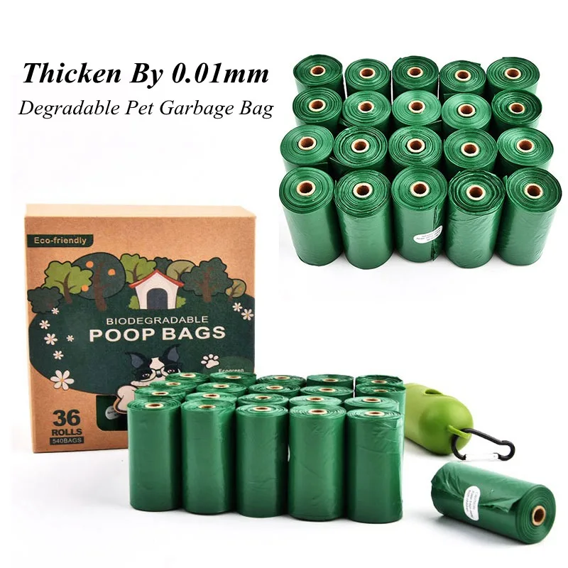 Blackish Green Pet Biodegradable Trash Bag Thicken 0.01mm Dog Poop Bags Bulk Poo Bag Degradable Cat Waste Bag Dog Poop Dispenser
