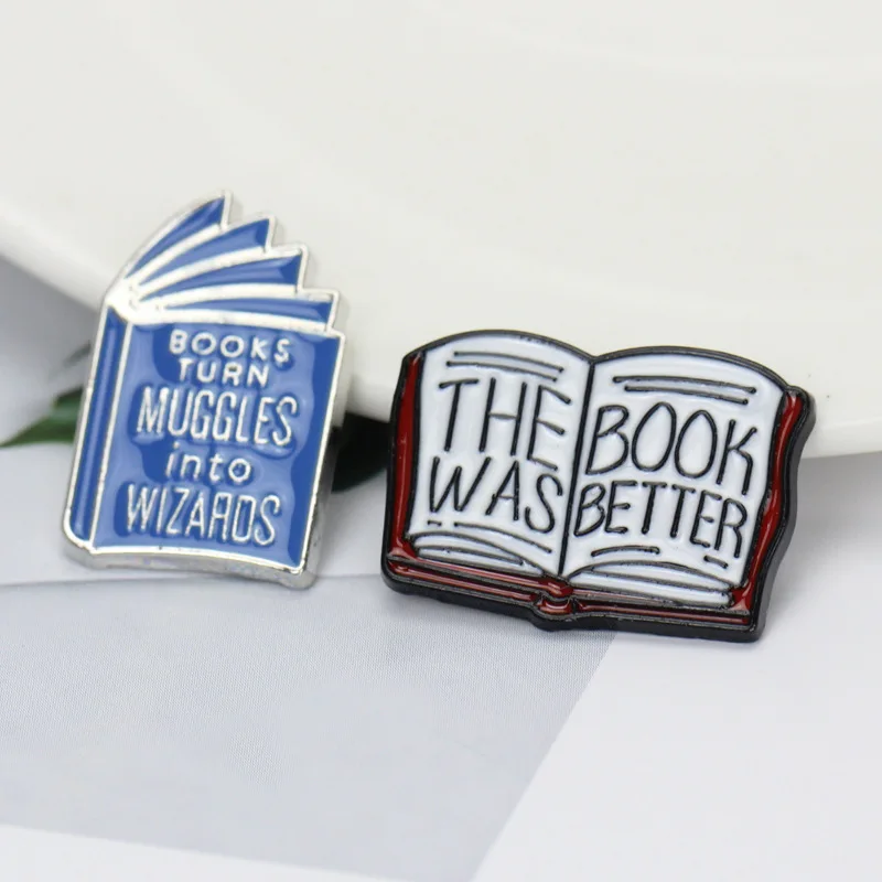 Creative and personalized cartoon book magic book series brooch in stock flipping book cute punk oil drop brooch