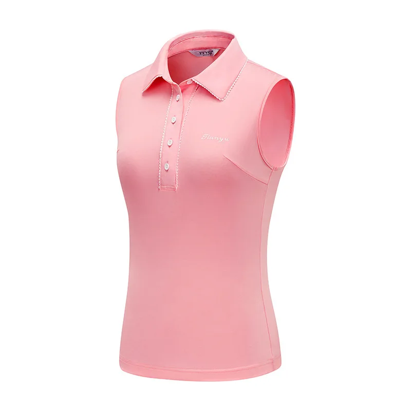 TTYGJ Female Sleeveless Polo T-shirts Golf Clothing Women Quick-drying Golf Vest Shirts Turn-down Collar Sports Tank Tops S-XL