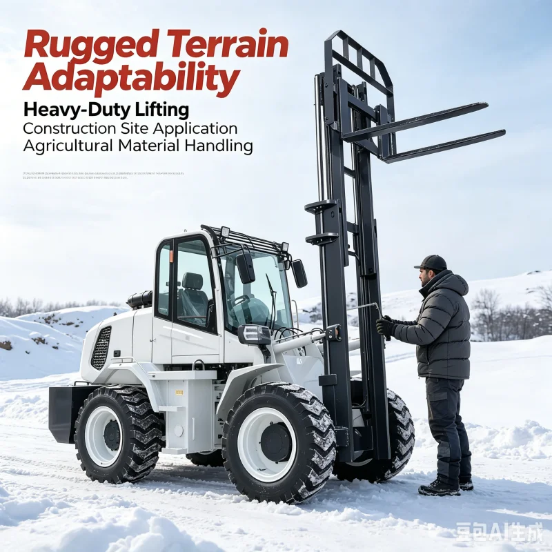Heavy Lifting Off Road Forklift 4 Ton For United States With Hydraulic Brakes And Wide Base Tires For Forest And Logging Roads