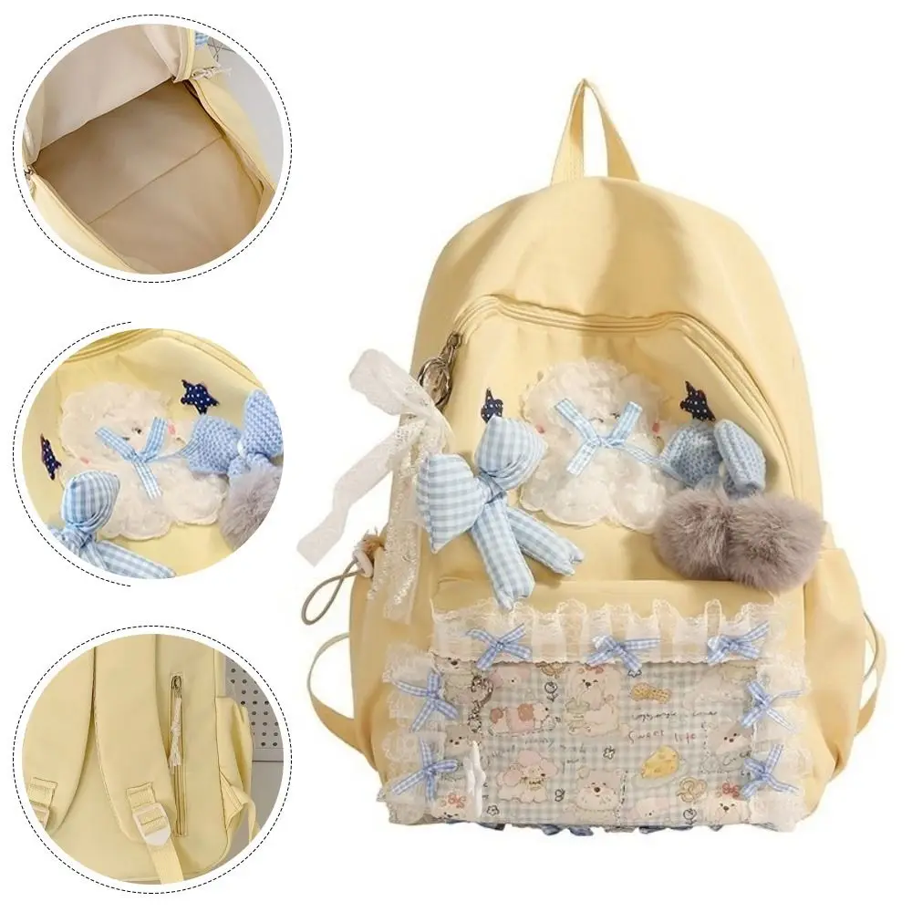 New Bow Lace Backpack Lolita-style Adjustable Straps Cute Girls Backpack Backpack Daily Outings