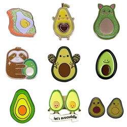 Hard Enamel Pins Avocado Cat Fruit Sandwich Lapel Pin Animal Sloth Brooches Backpack Hat Ornament Gift For Girl Women Wholesale